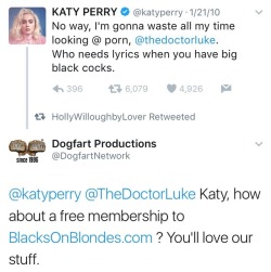 wastewhiteseed:  girlworshipper:The best post by a world famous celebrity ever - #katyperry - and the best reply from Dogfart!  holy shit. this was real. she actually tweeted this