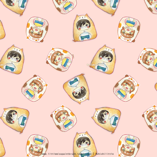 [Puspin! Chichi-chan] and [Chowchow! Francis-chan] as a tiled wallpaper. &lt;3 Based from Himout