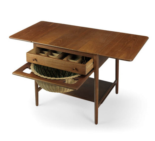 Hans. J. Wegener, sewing table, 1960. Teak. Made by Andreas Tuck, Denmark. Via Fischer Auktionen