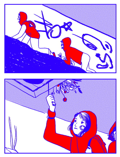 charleskinbote:  charleskinbote:  “let’s get out of here”here’s a short riso zine for class about two kids and their sweet underground hideawayalso I updated my website take a look nervous laugh  this comic is up for sale in my store!!