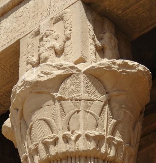  detail of a composite floral capital from the “House of Birth” (the Mammisi) of the San