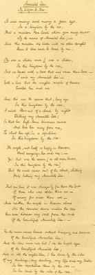 dark-archive:  1849 fair copy by Edgar Allan Poe, Columbia University Rare Book and Manuscript Library.“We loved with a love that was more than love.”   My favorite