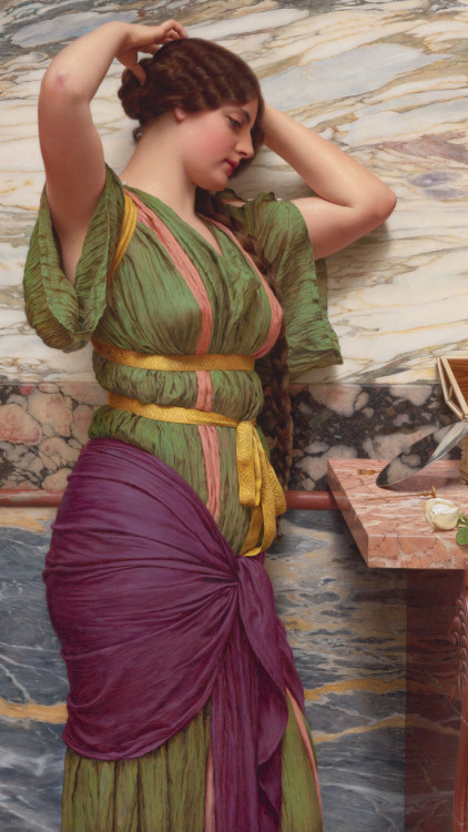 John William Godward (1861 - 1922)A Fair ReflectionIdlenessUnder the Blossom that Hangs on the Bough