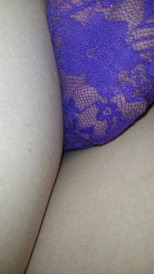 sissyboi75:  Wifes purple lace thong feels