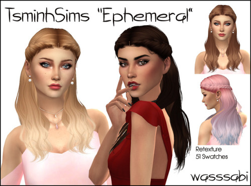 wasssabisims:“Ephemeral” by TsminhSims- 51 swatches, including 20 ombres.- Mesh is not i
