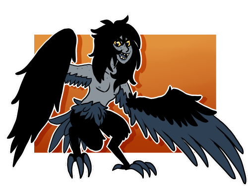 a male crow harpy named Gwyndor. He’s a messy basserd.