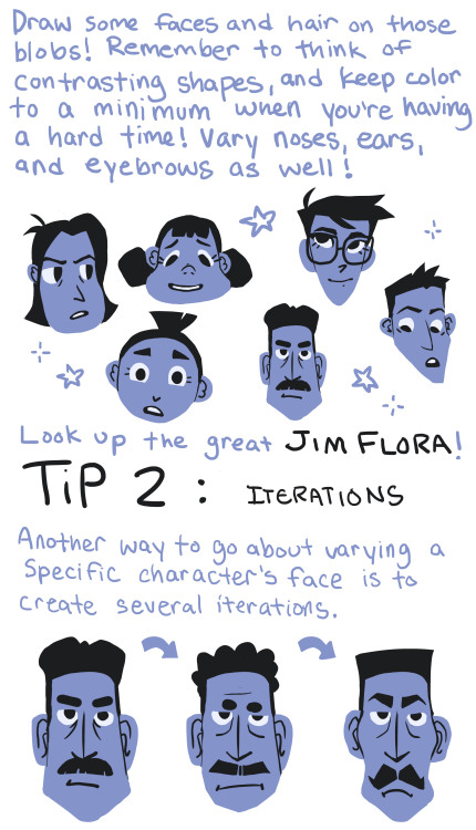 anyaadventures:  This is something I need to work on as well, so it was good practice for me!  I hope this helps some of you that also struggle with same-face-syndrome! TLDR:  Just look at Jim Flora’s artwork and study from that ;)  