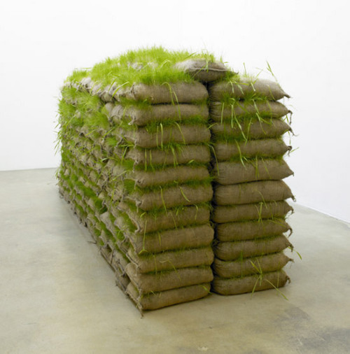 Mona Hatoum: Hanging Garden [This piece consists] of 770 jute sacks, stacked to head level. All toge