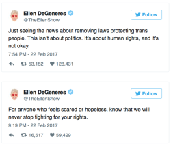 mresundance: micdotcom: Celebrities are slamming Trump for lifting federal protection for transgender students This. This is when you know you are winning the war. Because you have the support of people who have a strong voice in our culture, people who