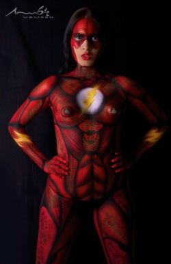 sci-fi-hotties:  The Flash body paint!