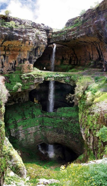 Baatara Gorge Waterfall, Tannourine, LebanonThe Baatara gorge sinkhole (Balaa gorge waterfall) is a 