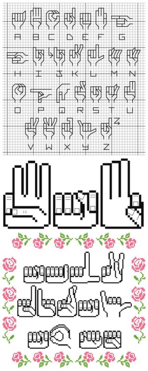 truebluemeandyou: DIY American Sign Language Cross Stitch So many possibilities… I’ve seen other wor