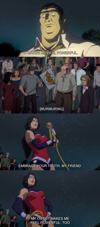 uselessgirlrage:  doriandawes:  thespiritofyamato:  MOTHERFUCKERS COULDN’T GET ON WONDER WOMEN’S LEVEL   Still bringing up that she never made fun of this man or mocked him. She told him to embrace his truth and to stop being ashamed.  WW is a fucking