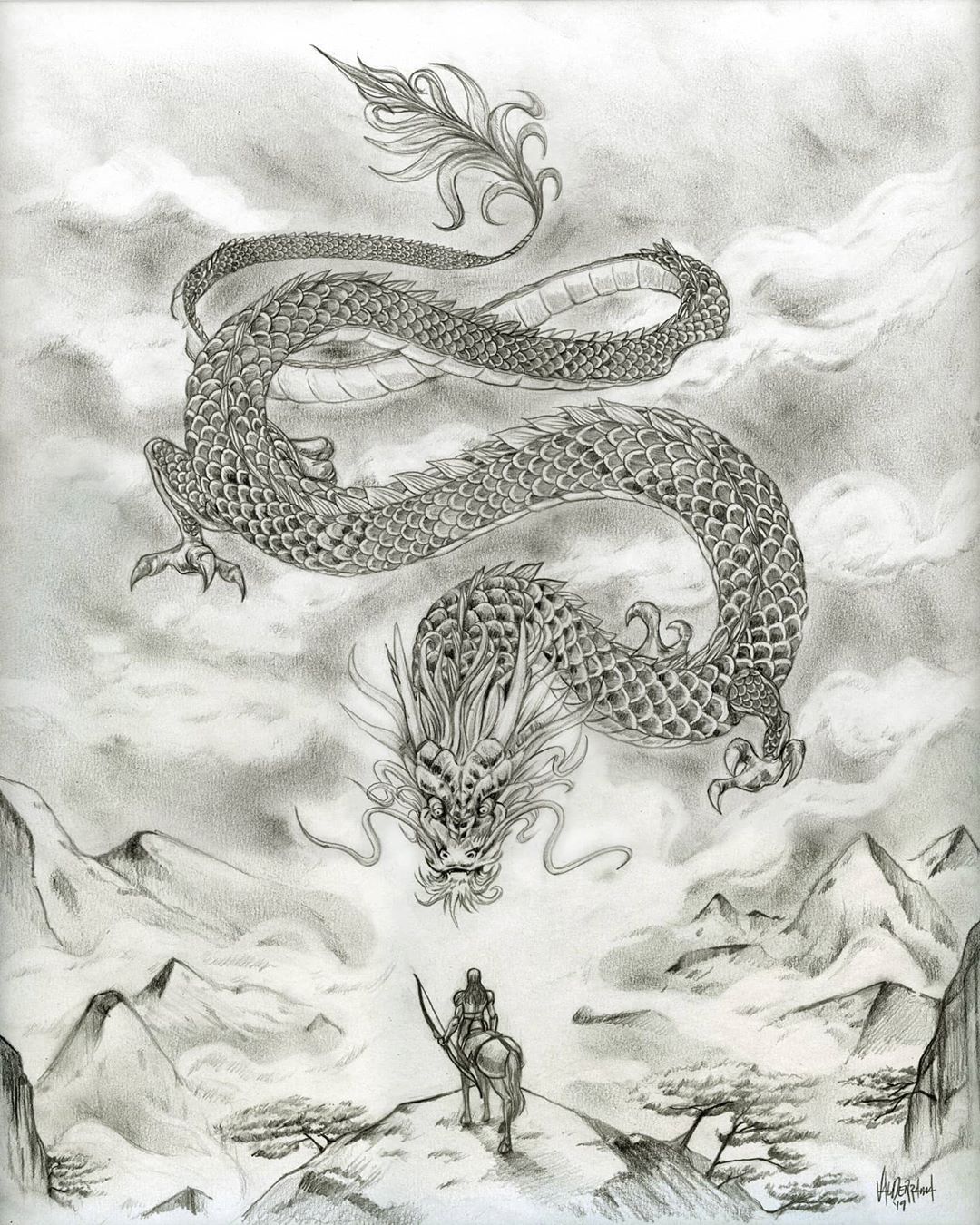 “Meeting at the Misty Mountain Top”
One of the coolest #commissions I did from last year! Client is a #Sagitarius and born on the year of the #Dragon. I was given full creative license in creating a fusion of his zodiac and birth year. Pretty awesome...