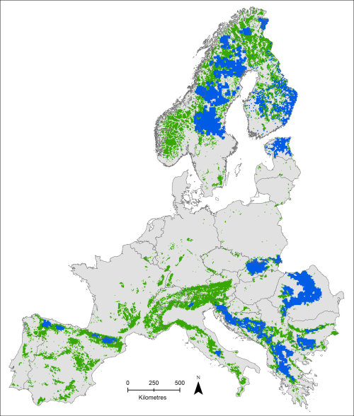 lesbiskammerat: mapsontheweb: Europe: regions with bears (blue) &amp; regions suitable for bears