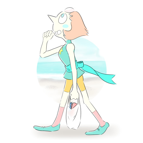 ithinkishouldbedoingmyhomework:  Pearl coming back from grocery shopping (colored version) And now, I have to focus on studying for my finals! D: Grey scale version here.  