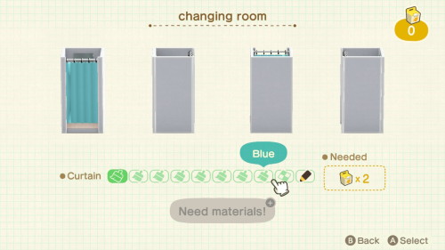 Item: changing room# of customizations: 9Customization names: white, purple, black, yellow, pink, re