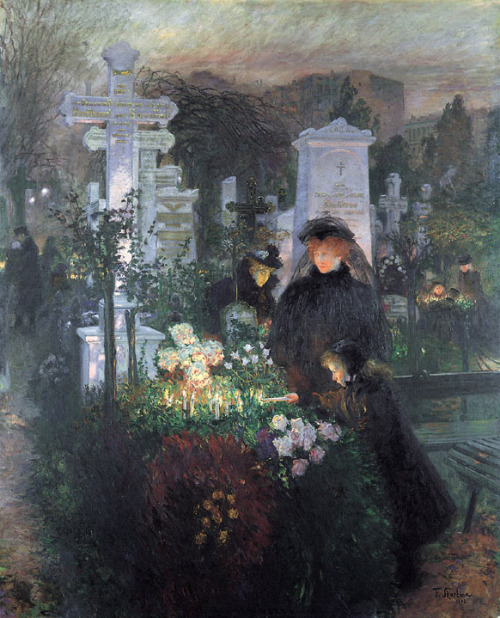 oldpaintings:All Souls’ Day (Hedwig Cemetery), 1896 by Franz Skarbina (German, 1849—1910)