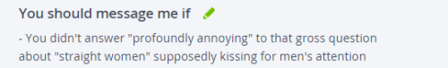 queeravenger:i’m a bitter angry bisexual on okcupid