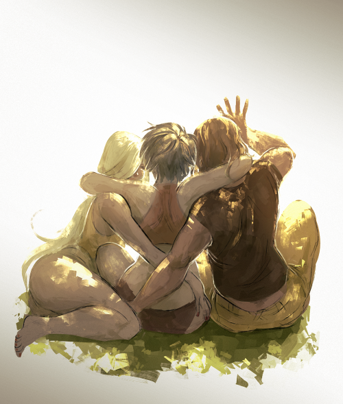 hansmannette:    We lie beneath the stars at night Our hands gripping each other tight  