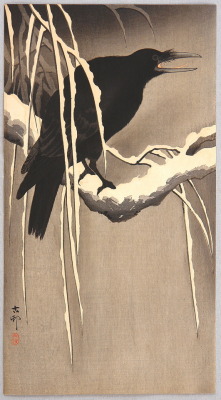 Ex0Skeletal:  Jibadojo: Crow On Snowy Bough By  Ohara Koson  