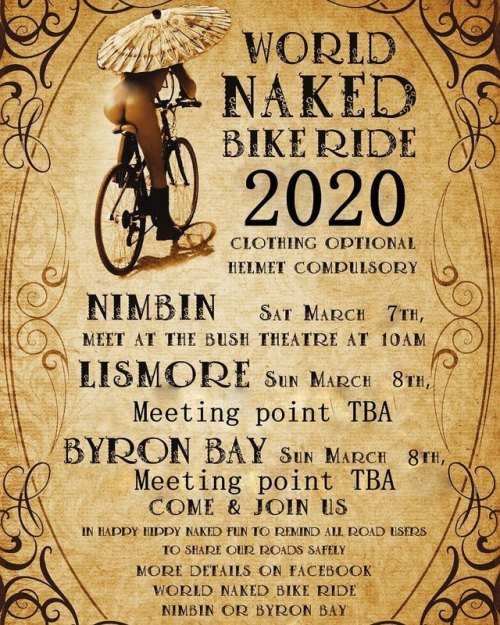 It’s all set! #WNBR #ByronBay #Nimbin #Lismore #BodyImage #CanYouSeeMeNow #bikesafety #asbareasyouda