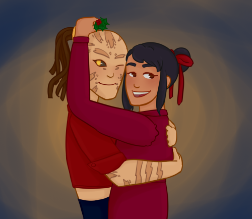 etoilebinaire:Babes under the mistletoe!! Vala belongs to @starsplatinum and i love vala/juhani with