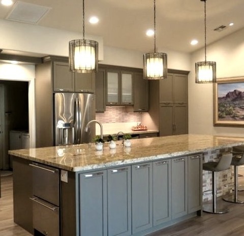 Great Room - KitchenOpen Concept Kitchen - Huge Contemporary Single-wall Porcelain Tile Open Concept