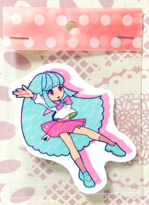 0t0e: 【ラインストーン付きパステルガールクリアステッカー】pastel girl crear sticker パステルカラーな制服の女の子のクリアステッカーが自家通販・minne他にて販売中です