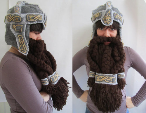 tessaviolet:ianbrooks:Crochet Dwarven Helm and Beard by saddayscrochetCreated using the finest mithr