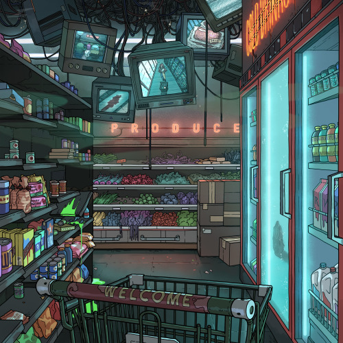 livinthefuture3000: Picking up dinner ingredients at this freakish grocery store (I don’t see much o