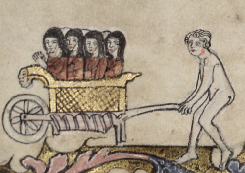 The Romance of Alexander. MS. Bodl. 264 fol. 22r 1338-1344 One wheelbarrow of nuns for the convent, 