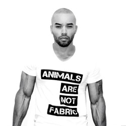 chickpeatramp:  treekisser:  Oh hello! Vegan athlete Dominick Thompson makes The Tree Kisser ”Animals Are Not Fabric” tee look pretty damn good! Still available in all sizes right here: http://bit.ly/1lIP08x  well then