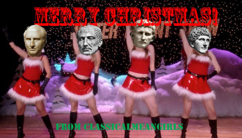 catullus-no:classicalmeangirls:Merry Christmas to all of you, from Cicero, Caesar, Augustus and Mark