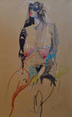 rufoism:  “wife of scallywag” markers, ink, wax crayons and pastels on paper, 74x49 cm 2014 