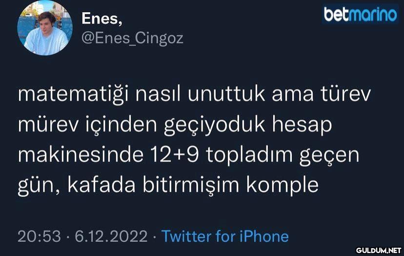 Benim matematik parmakla...