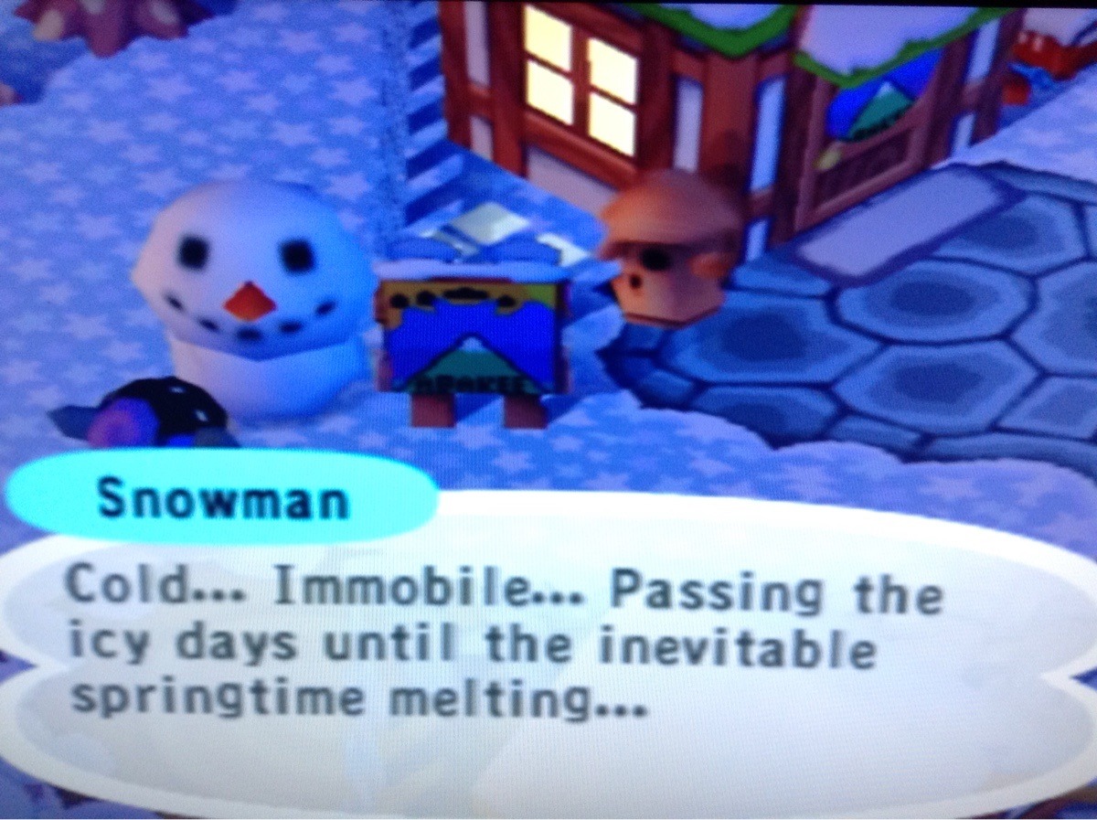 shadowkeese: I give you, the cynical snowman from Animal crossing   Happy Holidays