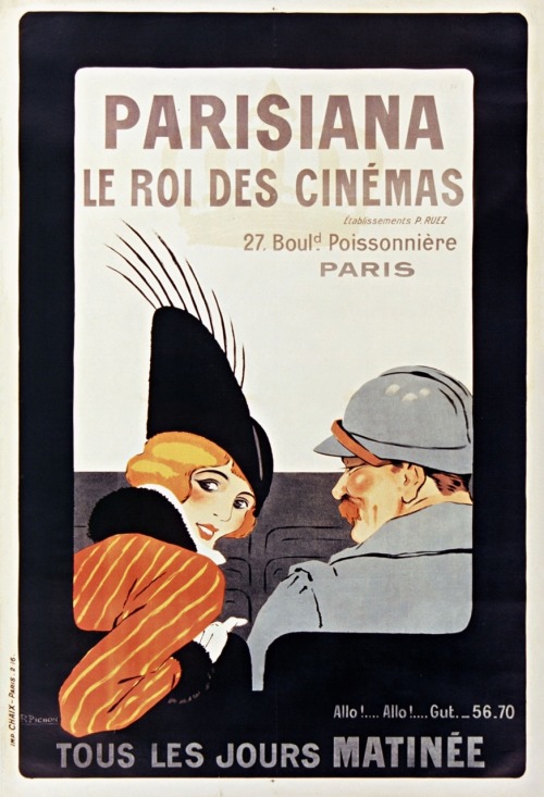 Parisiana, le roi des cinéma.Art by R. Pichon.