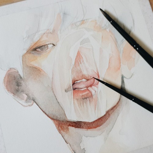 abusedmember: 찬열이는 왜 카네키를 닮았어? KANEKI YEOL! *오시에테 열~ 오시에테 열~* #Chanyeol #EXO #watercolor #drawing #i