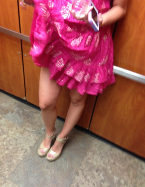 hotpetitemilf:  A night out commando. Sorry for blurry.