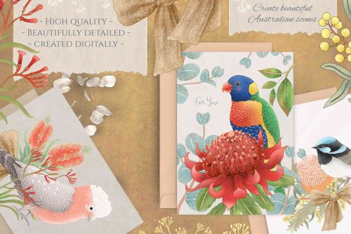 Australian Birds & Flowers by JenDigitalArt★ download • FREE GRAPHICS OF THE WEEK