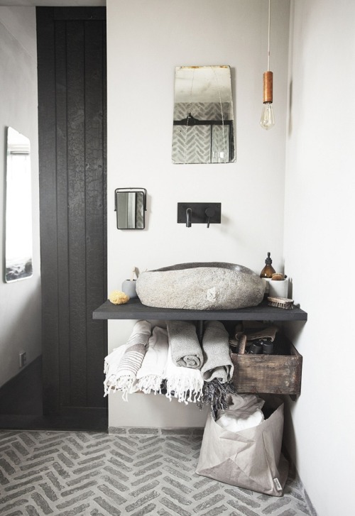aestheticsof:Gray Lime Painted Bathroom designed by Slow Design Studio &amp; styled by Tone Krok
