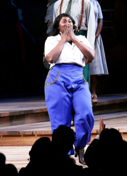 soph-okonedo:    Danielle Brooks takes a bow during curtain call following her debut performance in Broadway’s “The Color Purple” at The Bernard B. Jacobs Theatre on November 10, 2015 in New York City   
