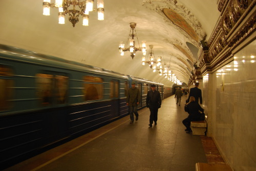 susfu:Down in the Moscow Metro the stations are works of art, mixing sculpture, lights, murals and a