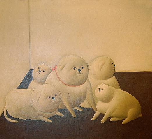 tsun-doge:  thedogsofarthistory:  Los Perros by Fernando Botero, 1966  It is impossible