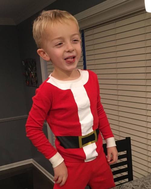 Ho Ho Ho! The little man loves his #Christmas pajamas. #k13kids