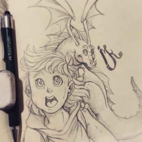 Sketch of the day: The boy and his… alligator dragon xD #sketch_daily #sketchnearlyeveryday #