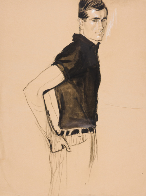 The Sports Shirt    -    Brian Stonehouse , 1960British, 1918 – 1998 Charcoal and ink with pastel.