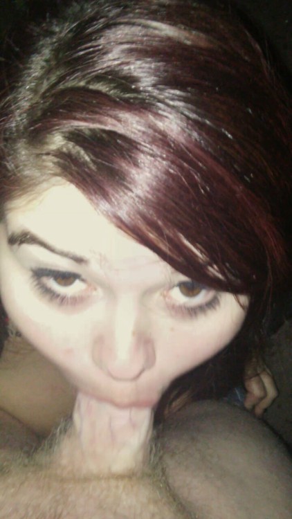 myfavoritesexualthings:  Well here are some still frames from me gagging on a hard cock in a park & my tits.