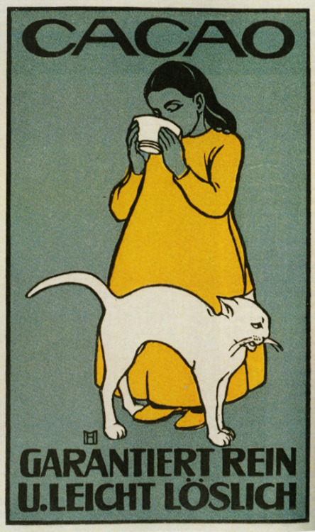 Max Hertwig, packaging for cocoa, 1905. Germany. More about Hertwig: Steven Heller / printmag.